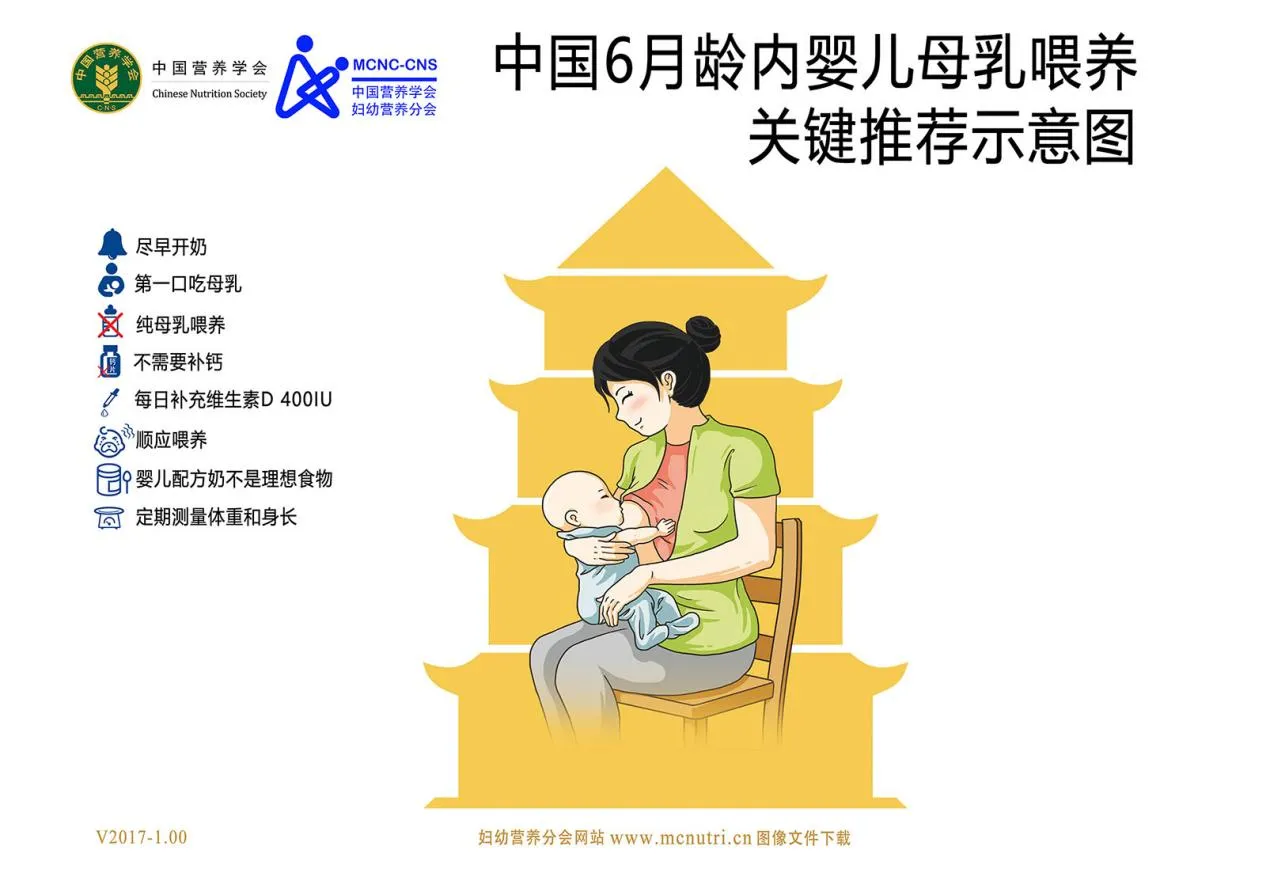 5.中国6月龄内婴儿母乳喂养关键推荐示意图